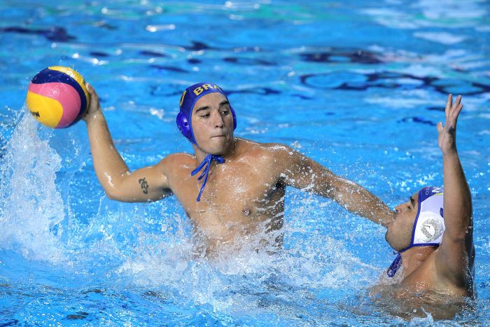 Ruda Franco, do pólo aquático masculino, que foi para a semifinal com a vitória sobre a Venezuela | Sátiro Sodré / Agif