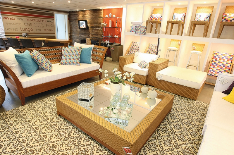 Ambiente Ora Bolas, com estampas da SR Luxo, em exposição na Mac Móveis | Ivonaldo Alexandre/ Gazeta do Povo