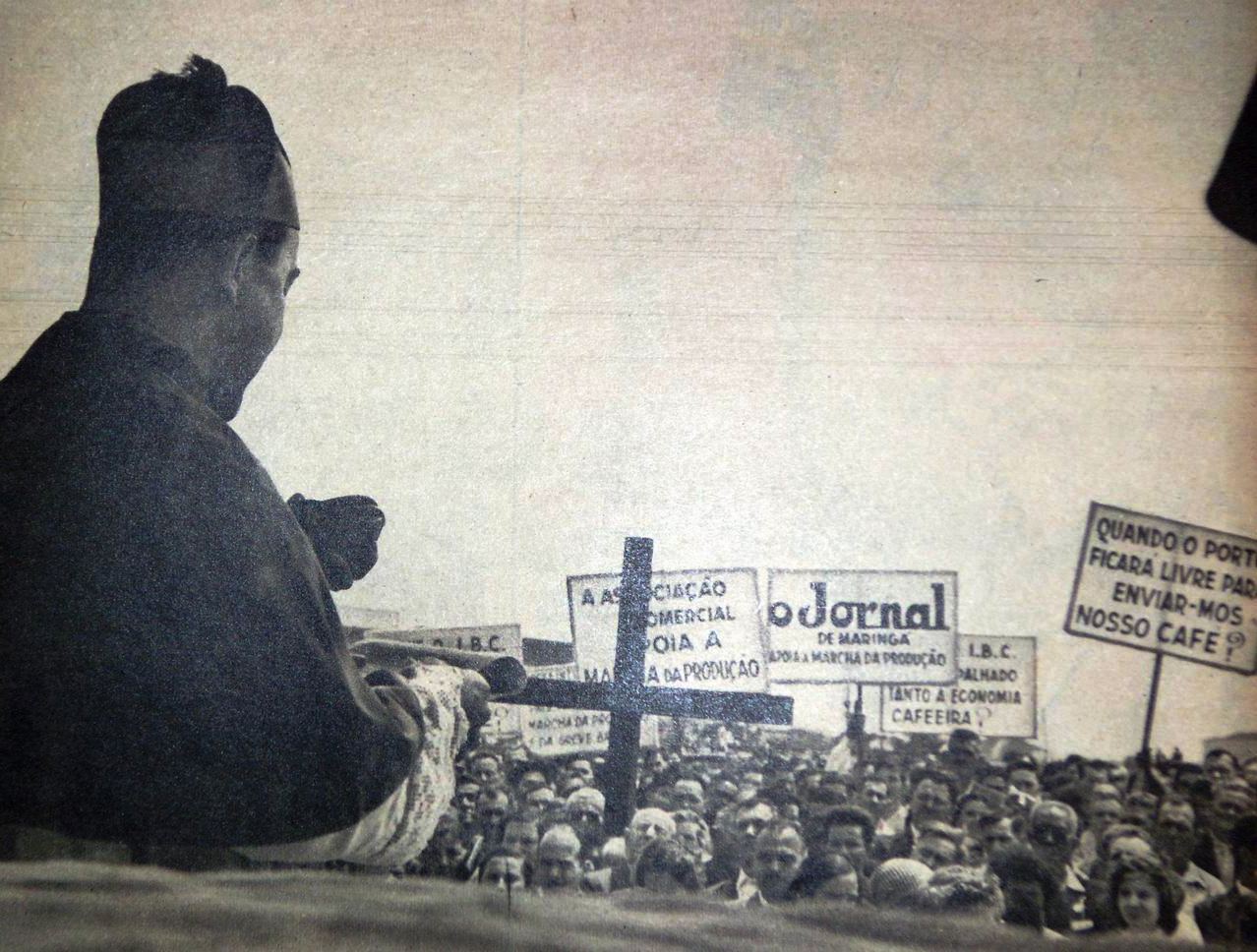 Bispo Dom Jaime Luiz Coelho, durante seu pronunciamento, no dia da Marcha da Produção em Maringá | Divulgação