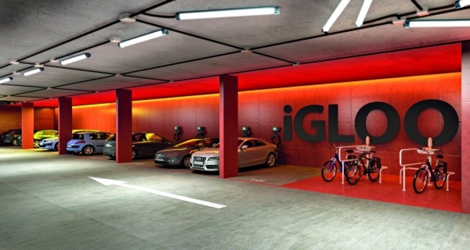 Igloo terá vagas para seis carros elétricos e três bicicletas elétricas disponíveis |