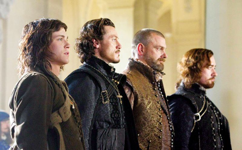 Os atores Logan Lerman, Luke Evans, Ray Stevenson e Matthew MacFadyen | Divulgação