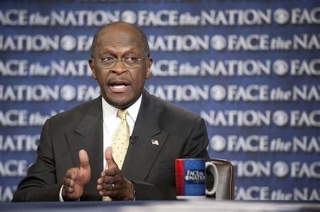 Pré-candidato republicano à Presidência dos EUA Herman Cain no programa Face the Nation, da rede CBS, em Washington. Duas funcionárias reclamaram do comportamento sexualmente sugestivo de Cain na época em que ele atuava como presidente da Associação Nacional de Restaurantes dos EUA, nos anos 1990 | REUTERS/Chris Usher-CBS NEWS/Divulgação