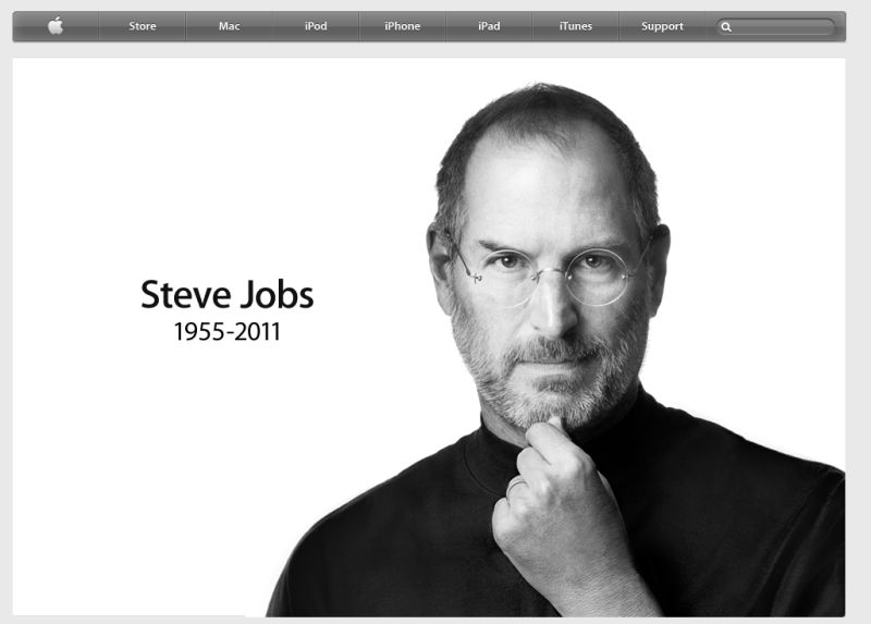 Site da Apple logo após a morte de Steve Jobs | Reprodução