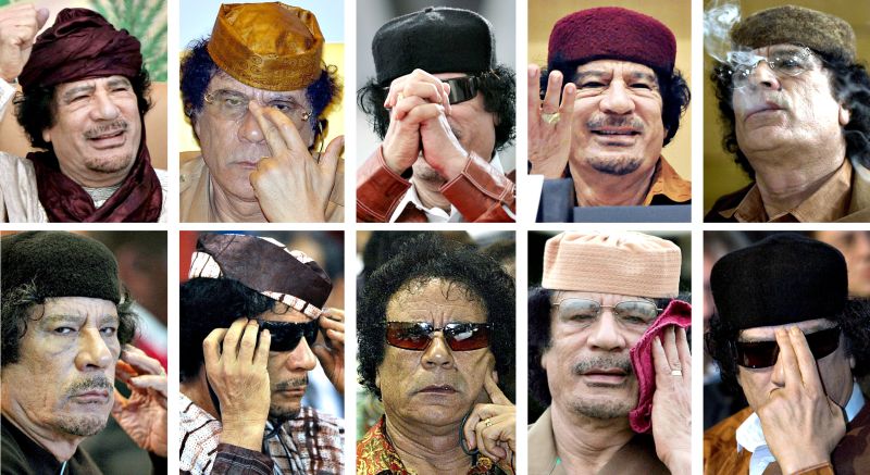 As várias faces do ex-ditador líbio Kadafi, considerado tirano por uns e mártir por muitos africanos | Fotos: AFP e Reuters