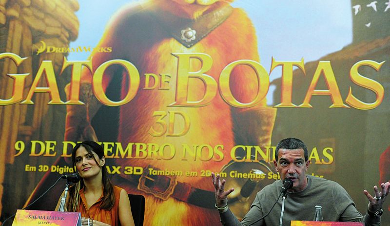 Salma Hayek e Antonio Banderas emprestam suas vozes a felinos em Gato de Botas | Divulgação