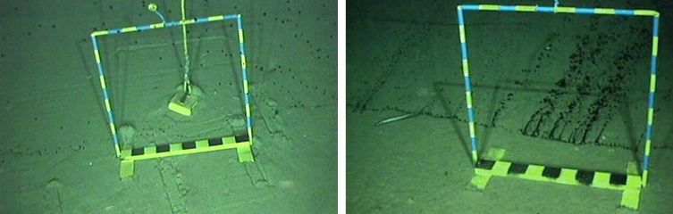 Imagem de 13 de novembro do trabalho de vedação da rachadura e imagem de 11 de novembro com o óleo vazando | Divulgação/ANP