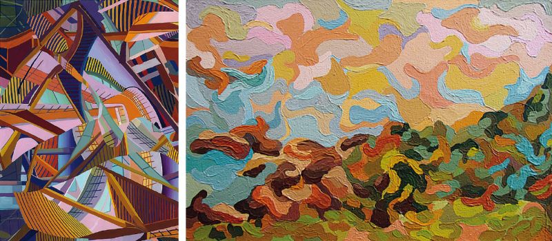 Francis Rodrigues e Leila Valebona criaram trabalhos (à esquerda e à direita, respectivamente) inspirados na obra de Andersen, especialmente no uso de cores e luzes que o norueguês acrescentou à sua obra ao chegar ao Brasil | Fotos: Reprodução