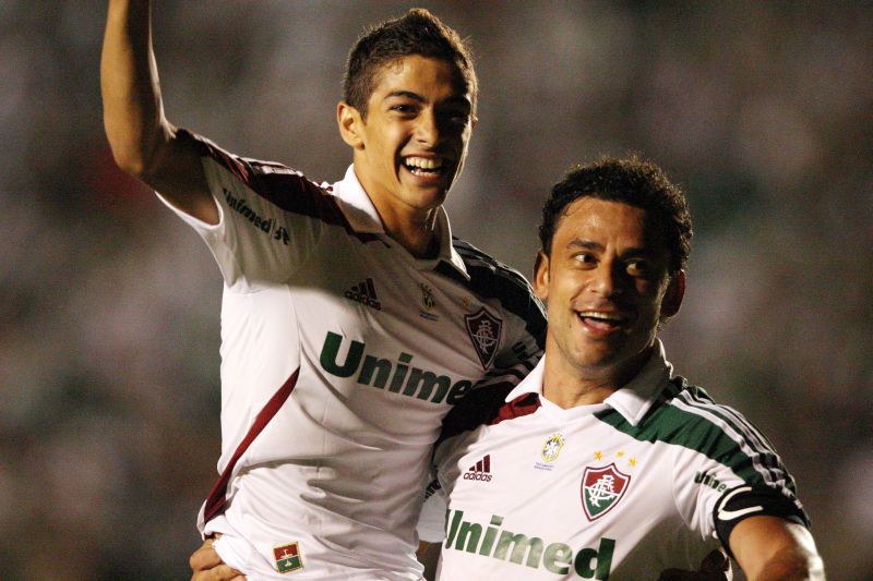 Fred (dir) marcou três gols na goleada do Fluminenese sobre o Figueirense por 4 a 0 | Cristiano Andujar / Photocamera