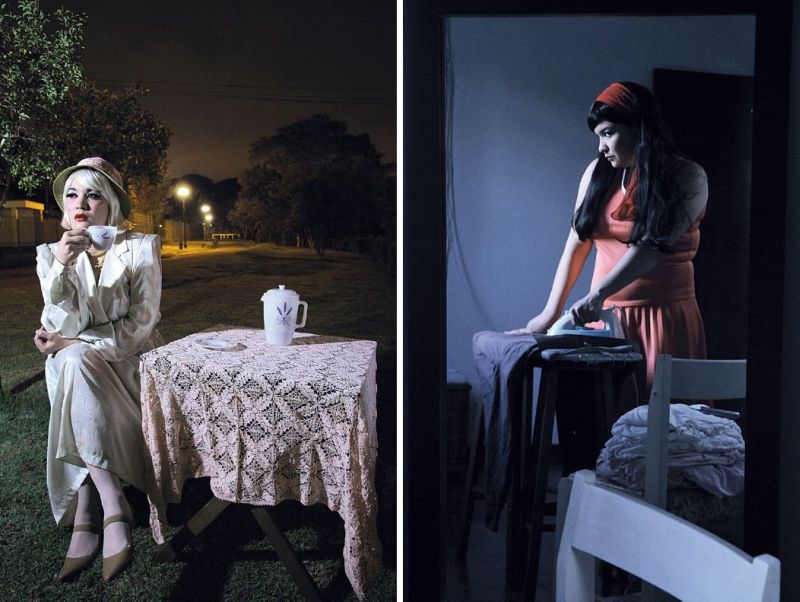 Clarissa Oliveira interpreta ao mesmo tempo a ficcional Florrie e 15 assassinas analisadas pela escritora Shelley Klein | Fotos: Leco de Sousa/Divulgação