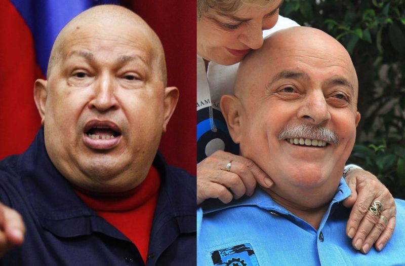 Lula e Hugo Chávez, que rasparam a cabeça após passarem por quimioterapia | Ricardo Stuckert/Instituto Lula e Carlos Garcia Rawlins/Reuters