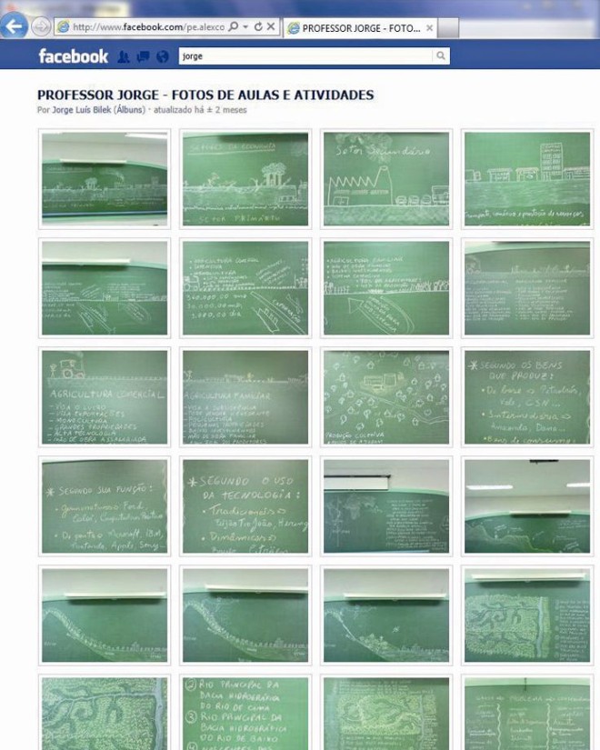 O professor também deixa disponível aos alunos as fotos tiradas do quadro-negro durante as aulas |