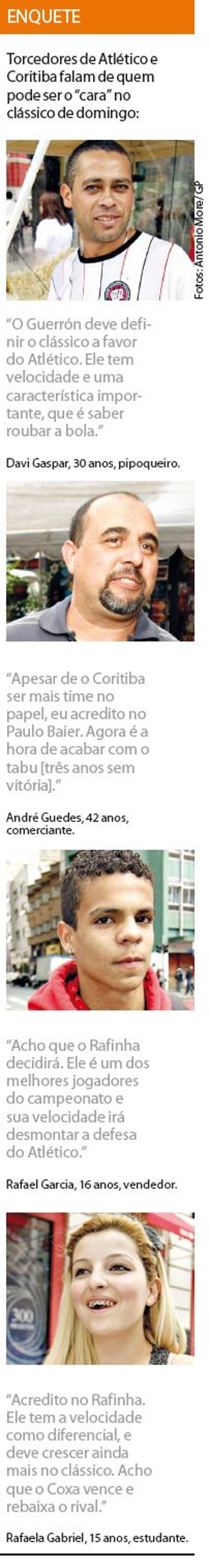 Torcedores de Atlético e Coritiba falam de quem pode ser o cara no clássico de domingo |
