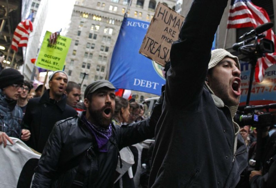 "Vamos fechar Wall Street", afirmaram os manifestantes | REUTERS/Mike Segar