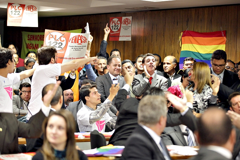 Mobilização durante discussão do projeto contra a homofobia. | Lia de Paula/Ag. Senado