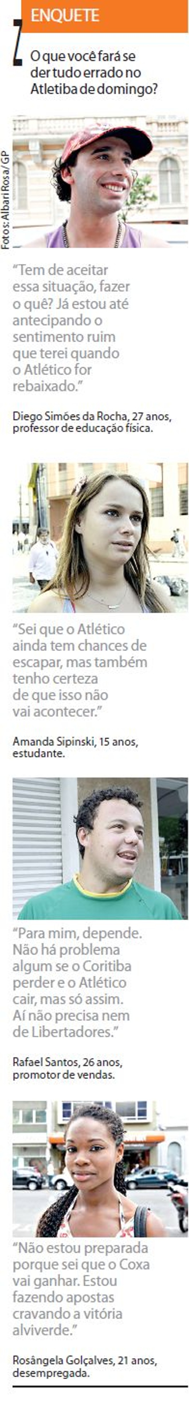 Veja a enquete com os torcedores do Atlético e do Coritiba |