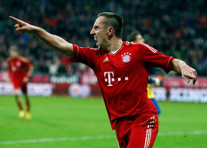 O francês Ribéry foi o principal artilheiro do Bayern de Munique contra o Werder Bremen, marcando dois gols na goleada por 4 a 1 | Michael Dalder/ Reuters