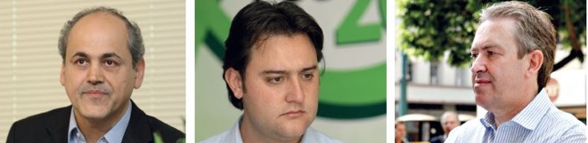 Da esquerda para a direita:Fruet:à frente. Mas, sem cargo, perde terreno.Ratinho:visibilidade de radialista e de deputado.Ducci:obras para inaugurar em 2012 serão trunfo. | 