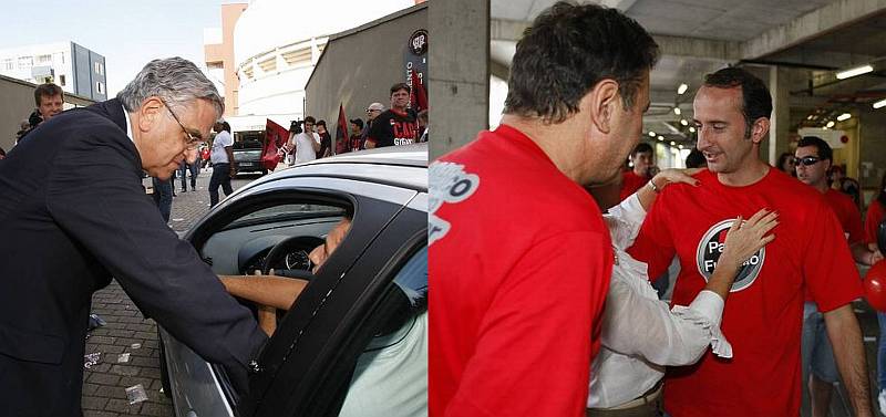 Enquanto Petraglia abordou os sócios na entrada do estacionamento, Fadel ficou na entrada do local da votação | Marcelo Elias / Agência de Notícias Gazeta do Povo