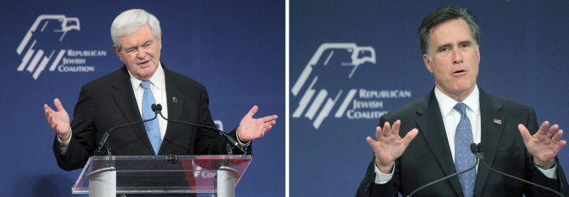 Newt Gingrich e Mitt Romney | Fotos: Alex Wong/AFP
