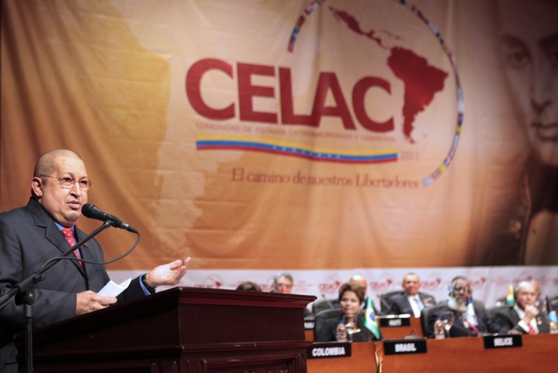 O presidente da Venezuela, Hugo Chávez, discursa durante evento do Celac | Miraflores Palace/Divulgação/Reuters