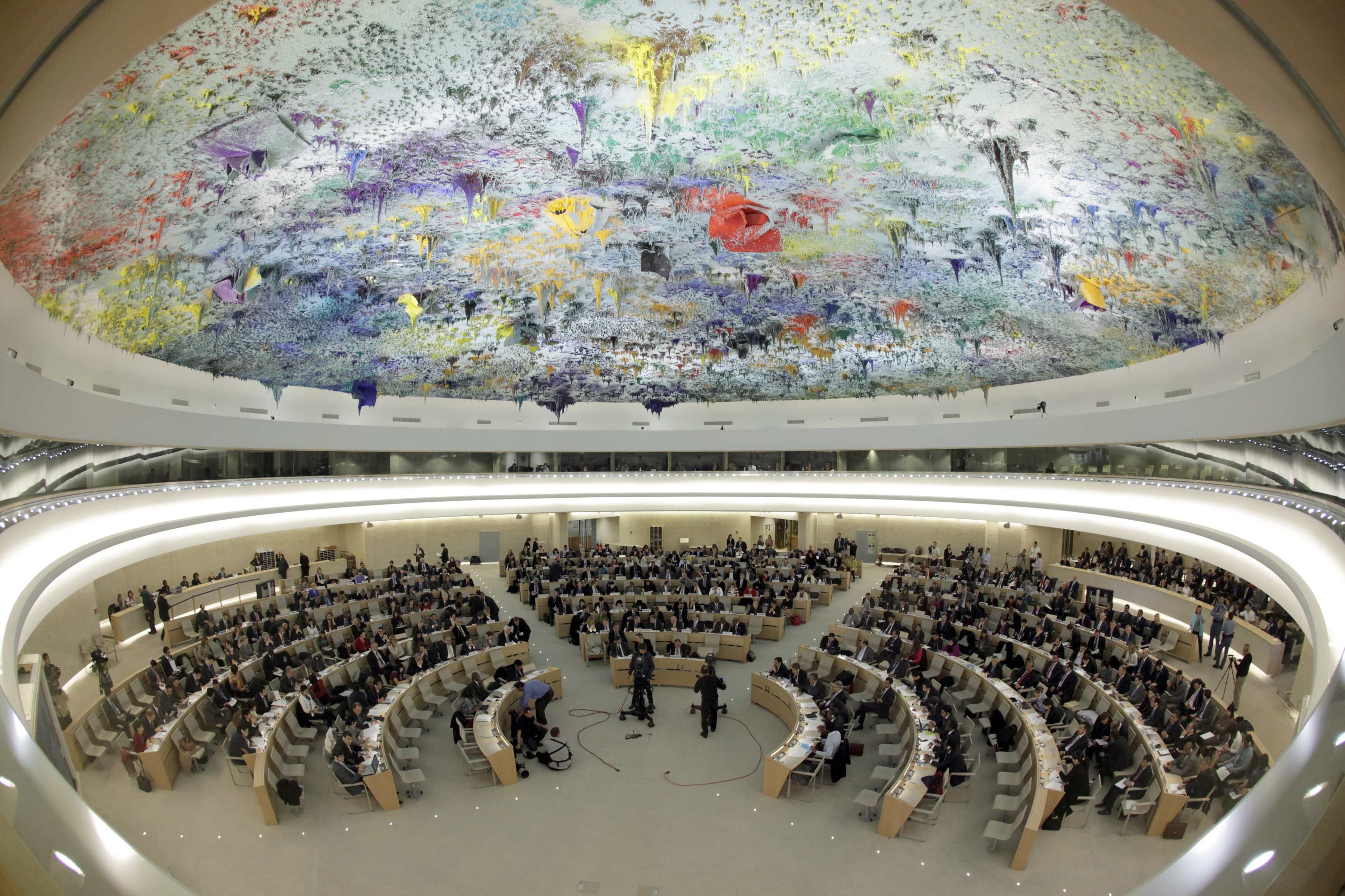 Imagem do Conselho de Direitos Humanos da ONU, realizado em Genebra, sobre a situação da Síria | REUTERS/Denis Balibouse