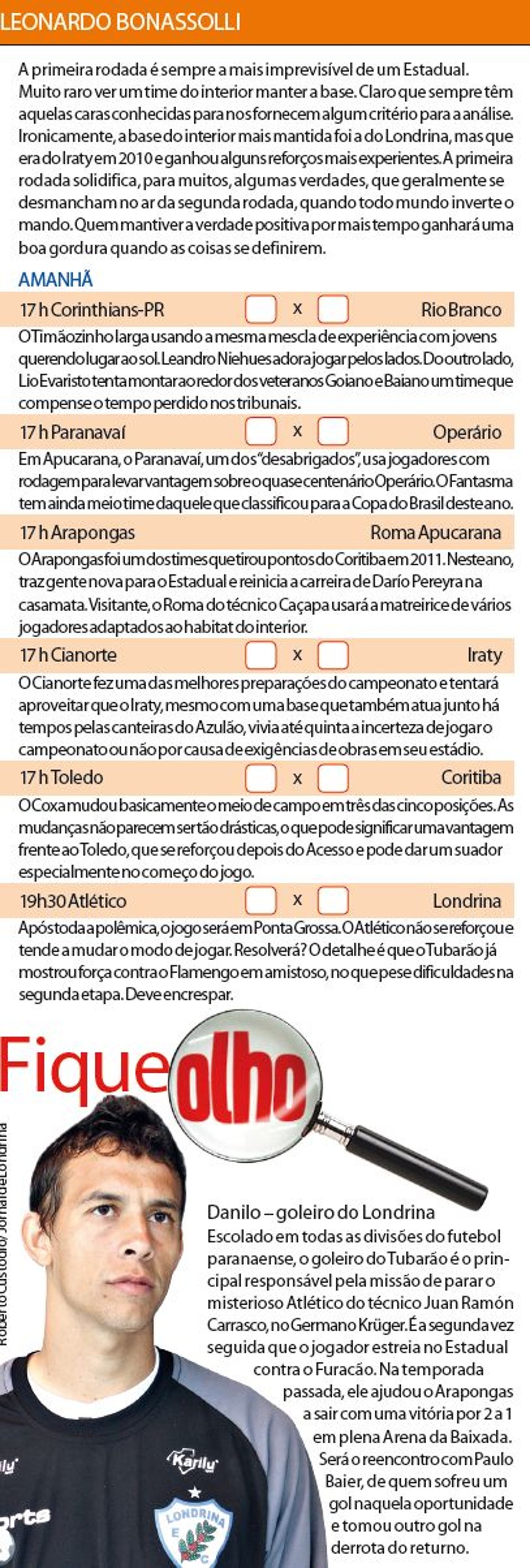 Prévia da rodada |