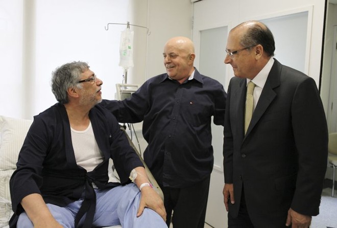 Presidente do Paraguai, Fernando Lugo, ex-presidente do Brasil, Luiz Inácio Lula da Silva, e o governador de São Paulo, Geraldo Alckmin |
