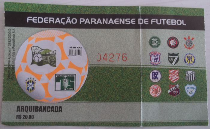 Valor impresso no bilhete da arquibancada é de R$ 20 | Divulgação