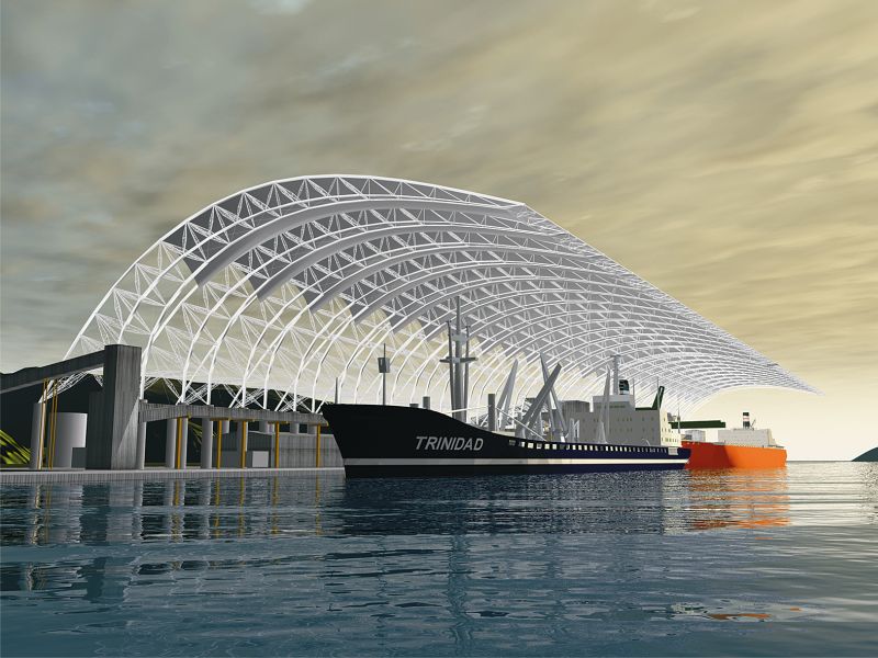 A cobertura fixa que será testada em Santos terá 138 metros de comprimento e 76 de altura, e será construída a um custo de R$ 70 milhões. O modelo retrátil vai custar bem menos | Divulgação