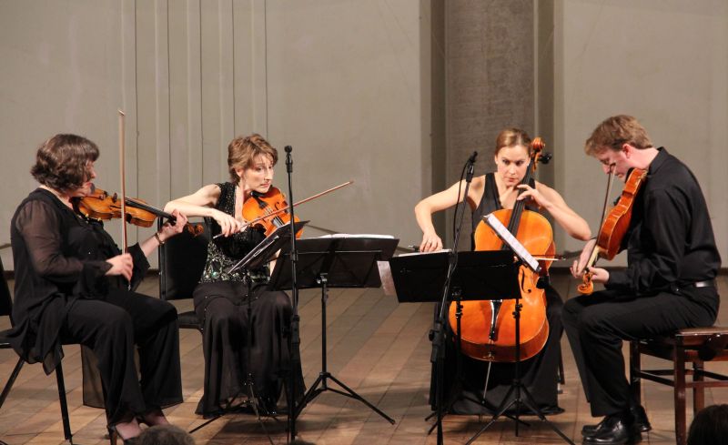 Felicia Moye, Rebecca McFaul, Anne Francis e Brant Bayless: troca de olhares agudos durante um concerto repleto de técnica e destreza | Luiz Sequinel/Divulgação