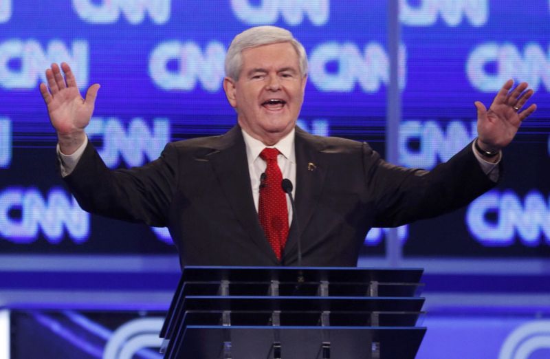Pré-candidato republicano à presidência Newt Gingrich durante debate em Charleston,Carolina do Sul, nos EUA | REUTERS/Jason Reed