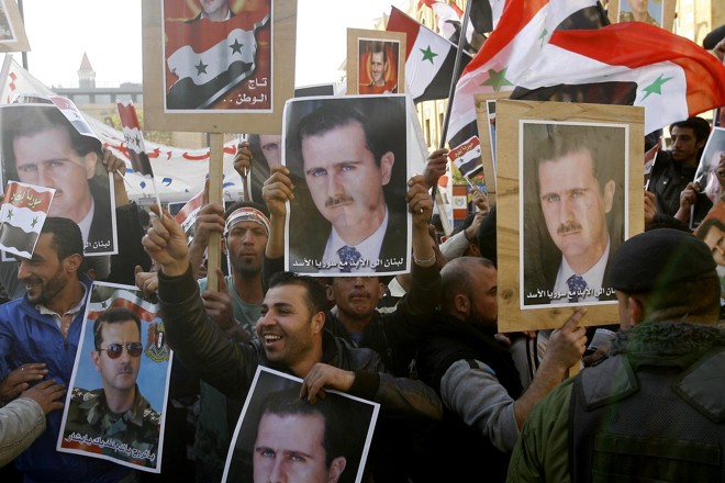 Em Beirute, no Líbano, libanenses e sírios saíram às ruas para apoiar o presidente sírio Bashar al-Assad | AFP Photo