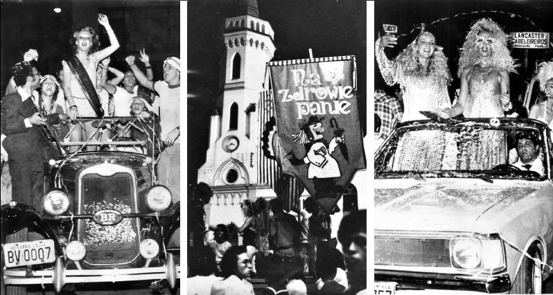 Os carnavais da Banda Polaca no fim da década de 1970: foliões levavam seus próprios carros para a festa, que começava no Passeio Público e se encerrava no antigo bar Bebedouro, do Largo da Ordem |
