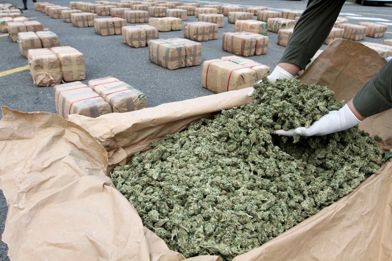 Policial colombiano inspeciona apreensão de carga de maconha | Jaime Saldarriaga/Reuters
