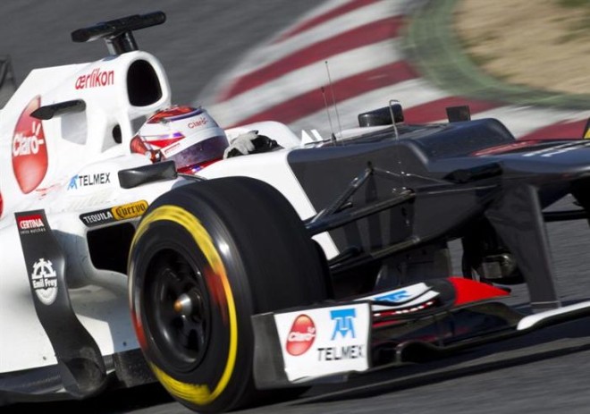Kamui Kobayashi, da Sauber, fechou a semana de testes em Barcelona com o melhor tempo | Alejandro García / EFE
