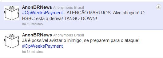 Grupo Anonymos anuncia ação em site do HSBC | Reprodução