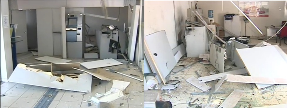 Agências do Banco do Brasil e do Bradesco ficaram destruídas após ação dos criminosos | Reprodução RPC TV Maringá