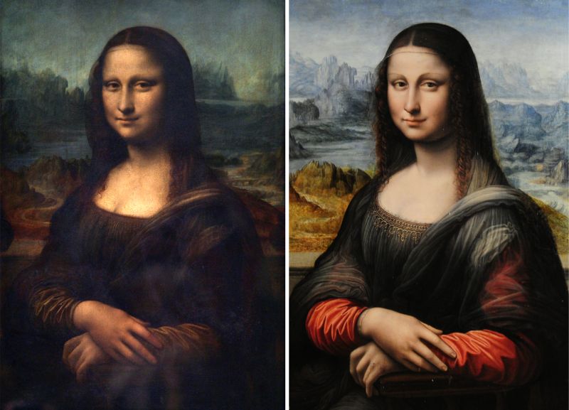 A pintura retrata a mesma mulher pintada por Da Vinci, mais jovem e com o rosto mais fresco, mas com a mesma pose e o mesmo sorriso enigmático | AFP PHOTO / JEAN-PIERRE MULLER-JAVIER SORIANO