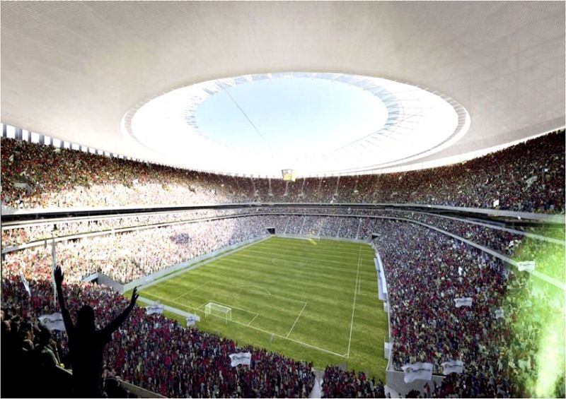 Perspectiva do Estádio Nacional, que está sendo construído em Brasília no lugar do velho Mané Garrincha. Ele terá capacidade para mais de 70 mil pessoas, mas a última decisão no DF levou apenas 15.645 torcedores ao campo | Divulgação