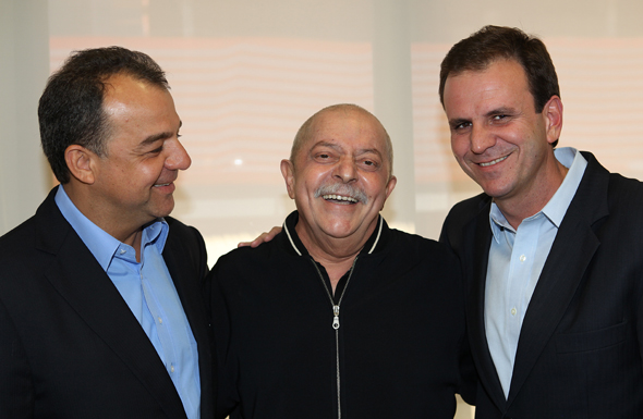 Nesta quinta-feira (29), Lula recebeu o governador do Rio, Sérgio Cabral, e o prefeito Eduardo Paes | Ricardo Stuckert/Divulgação