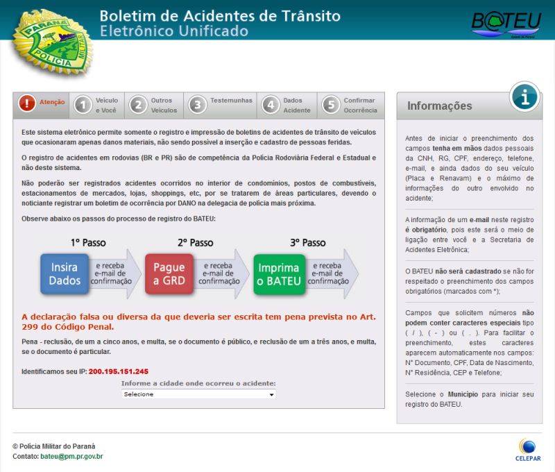 Acidentes de trânsito sem vítimas podem ter boletim de ocorrência feito pela internet | Reprodução