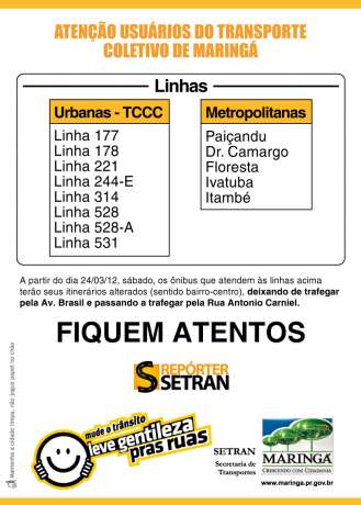 Confira as linhas de ônibus que terão mudança de itinerária | Divulgação - PMM
