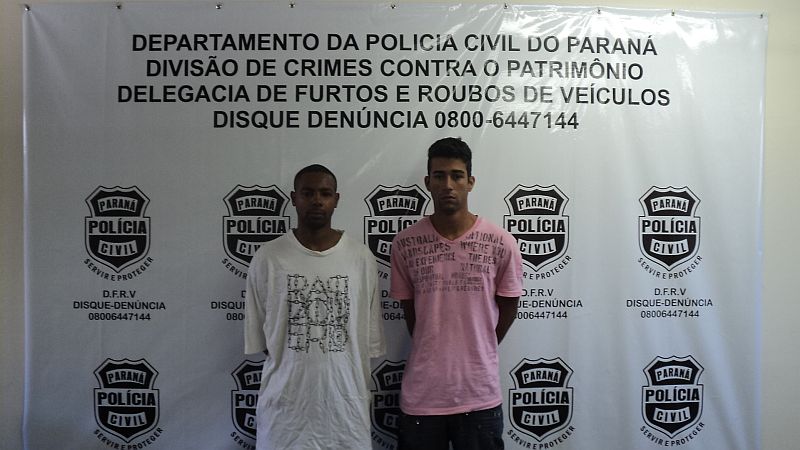 Kleber Diego da Silva e Joelson da Silva são acusados de fazer parte de uma quadrilha que roubava, em média, cinco carros por dia em bairros nobres de Curitiba | Delegacia de Furtos e Roubos de Veículos (DFRV) / Divulgação