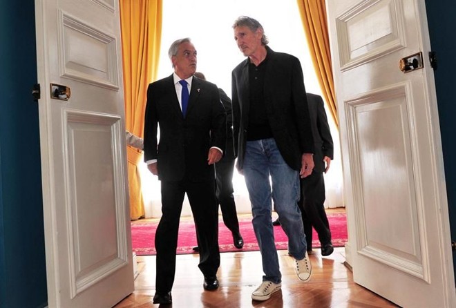 Encontro de Waters com o presidente do Chile, Sebastian Pinera |