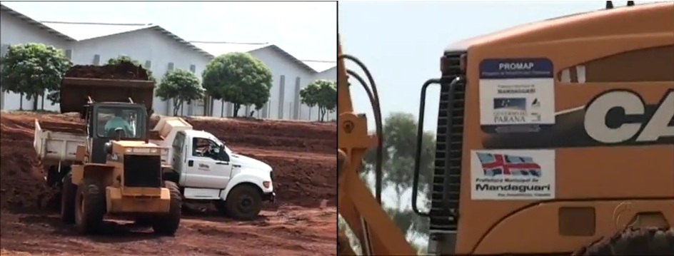 Imagens feitas por um cinegrafista amador mostram o maquinário sendo utilizado em obras de uma indústria | Reprodução RPC TV Maringá