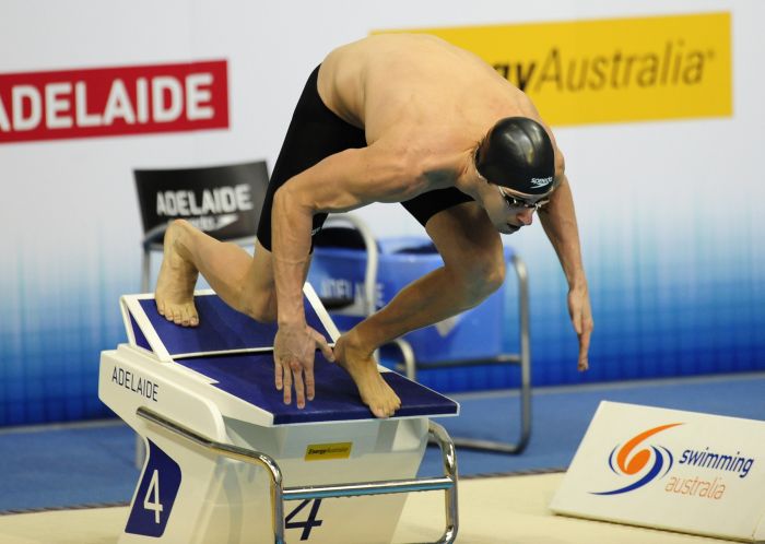 James Magnussen na largada para conquistar a vaga olímpica na prova dos 50 m livre via seletiva australiana | David Mariuz/AFP