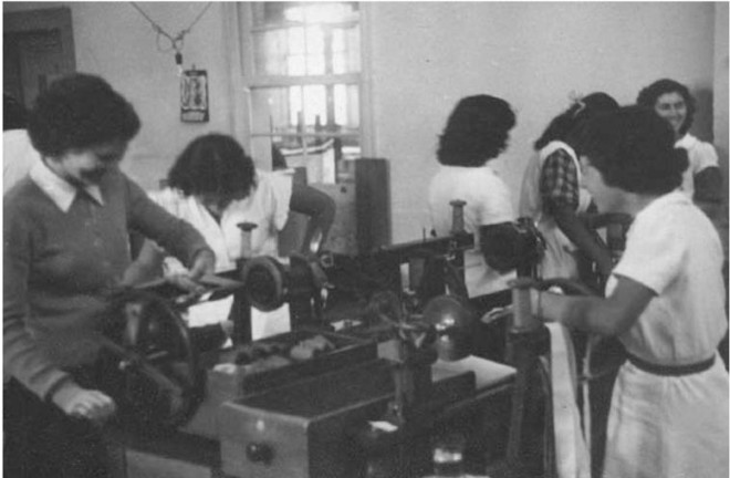 Fábrica de fitas Venske com operárias na seção de meadas |