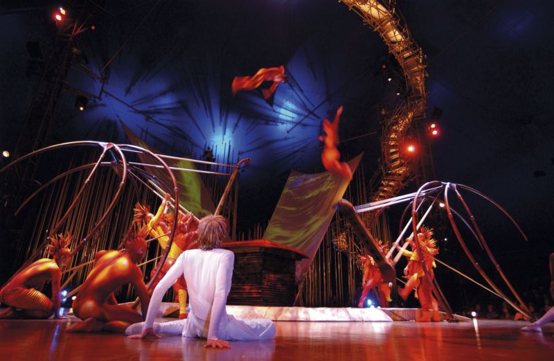 Artistas durante um dos números de Varekai: ao todo, 56 deles dividem o palco em duas horas de apresentação | Divulgação