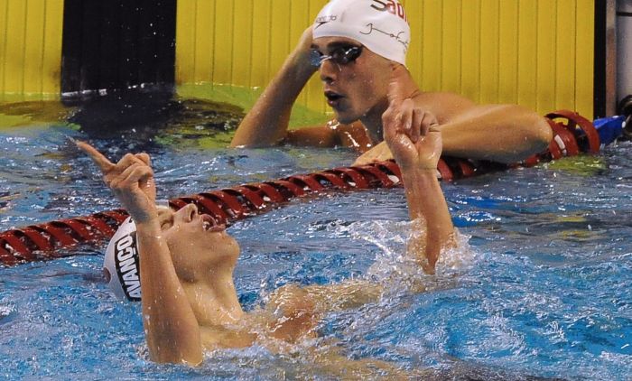 Cielo comemora a vitória nos 50 m no Troféu Maria Lenk | AFP