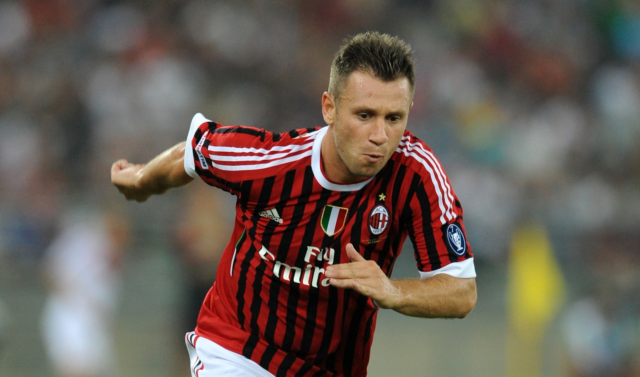 Cassano voltou a treinar com o Milan | Alberto Lingria/AFP
